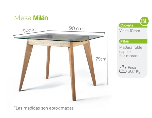Mesa Comedor Milan 4 puestos - Imagen 4