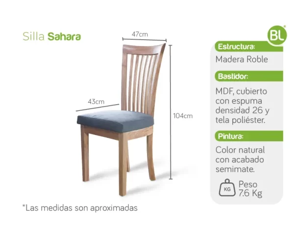 Juego de Sillas de Comedor Sahara - Imagen 6