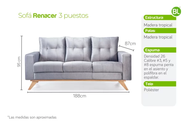 Sofá Renacer 3 puestos - Imagen 3